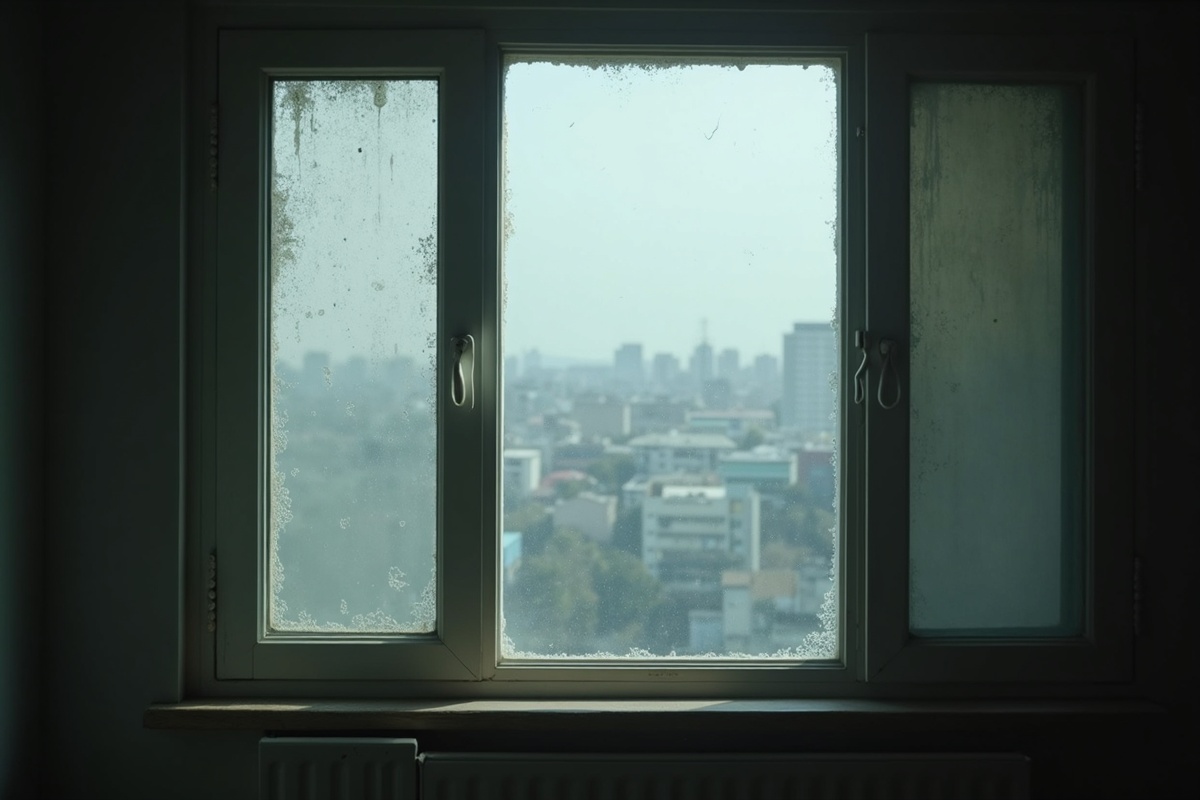 습도계로 실내 습도를 측정하는 모습과 창문 결로 진단 과정