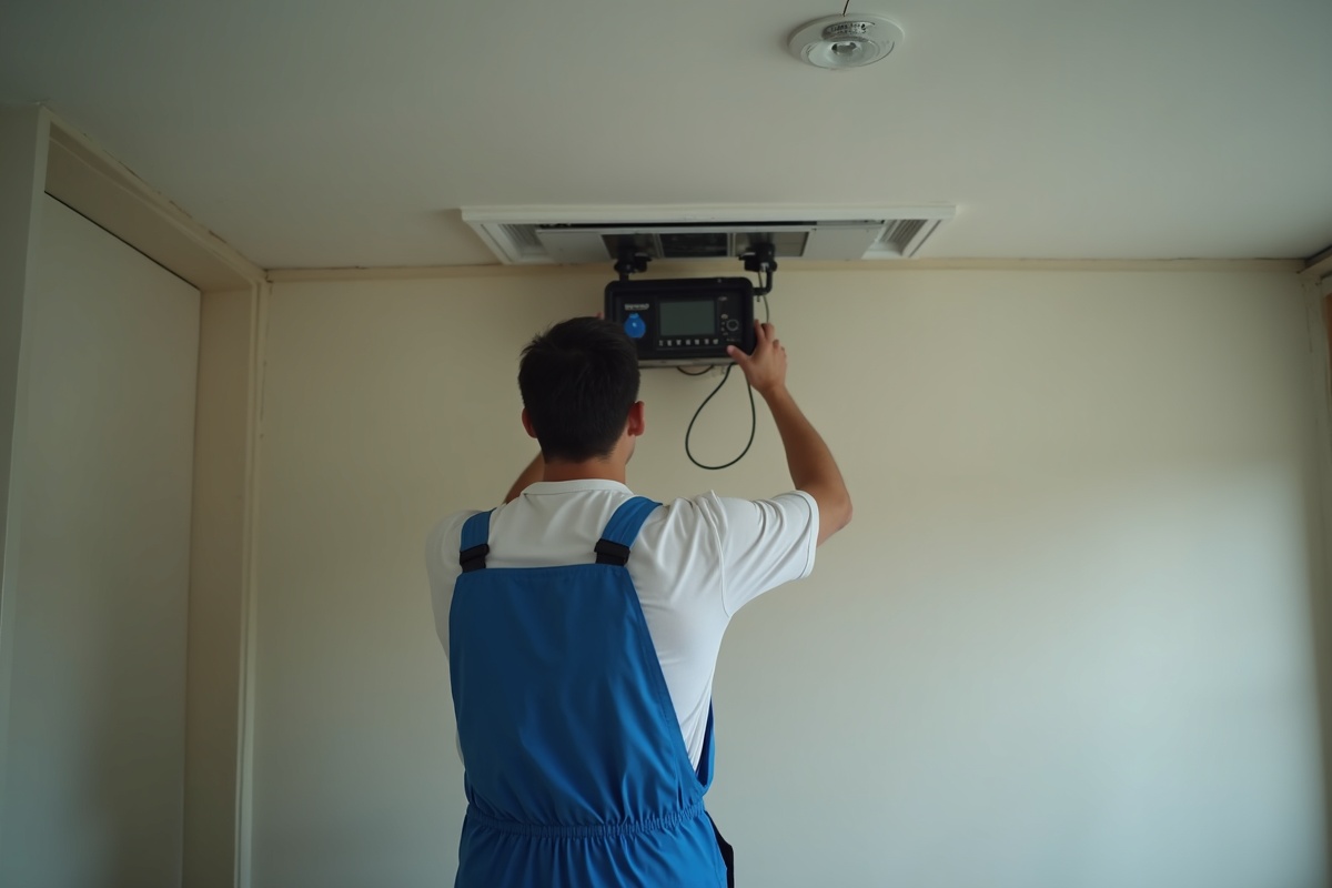 긴급 상황 누수 현장에서 물이 쏟아지는 모습과 응급조치 도구들